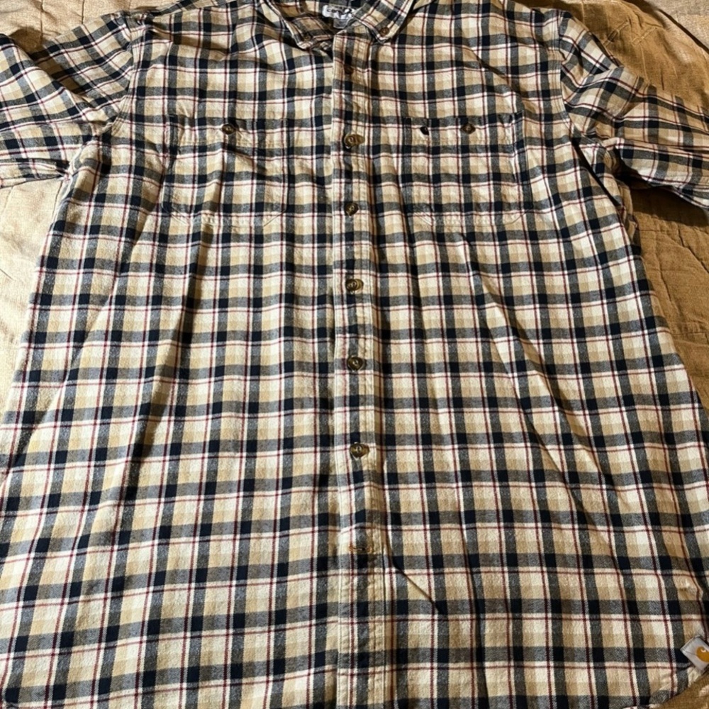 Carhartt button up long sleeve relaxed fit size 2XLT brown plaid